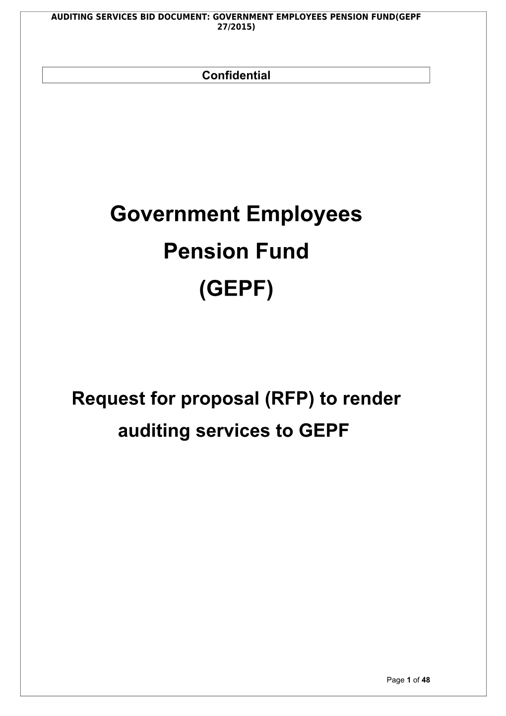 Auditing Services Bid Document: Government Employees Pension Fund(Gepf 27/2015)