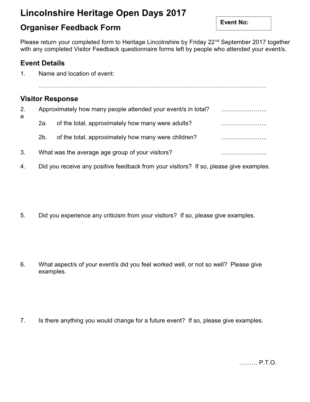 Organiser Feedback Form