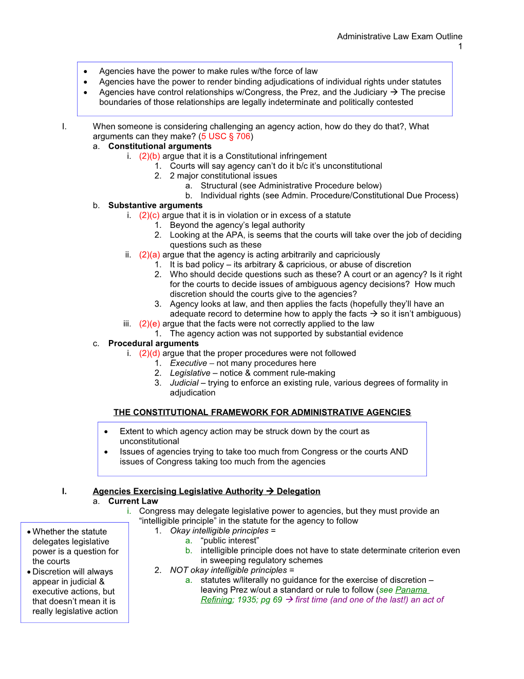 Administrative Law Exam Outline