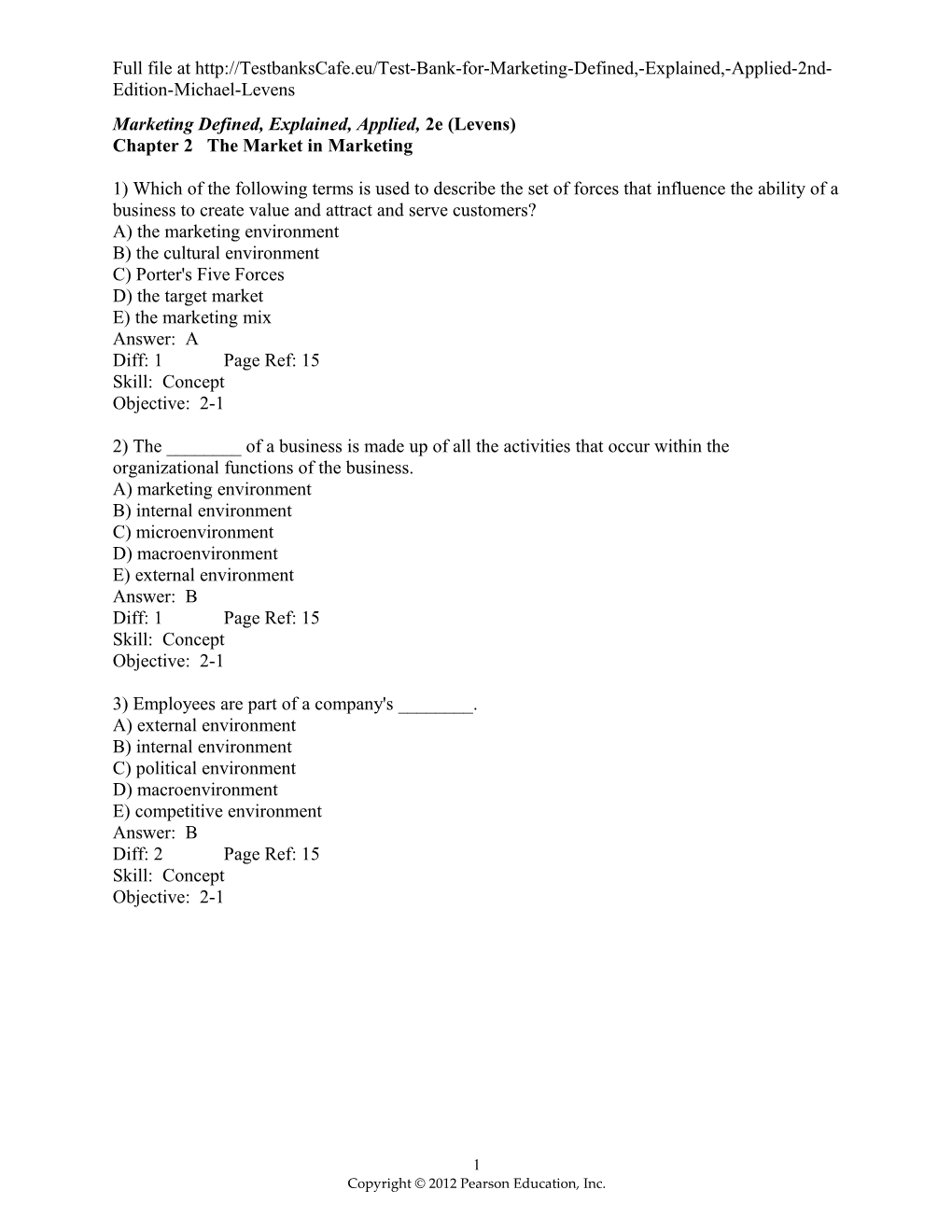 Marketing Defined, Explained, Applied, 2E (Levens)