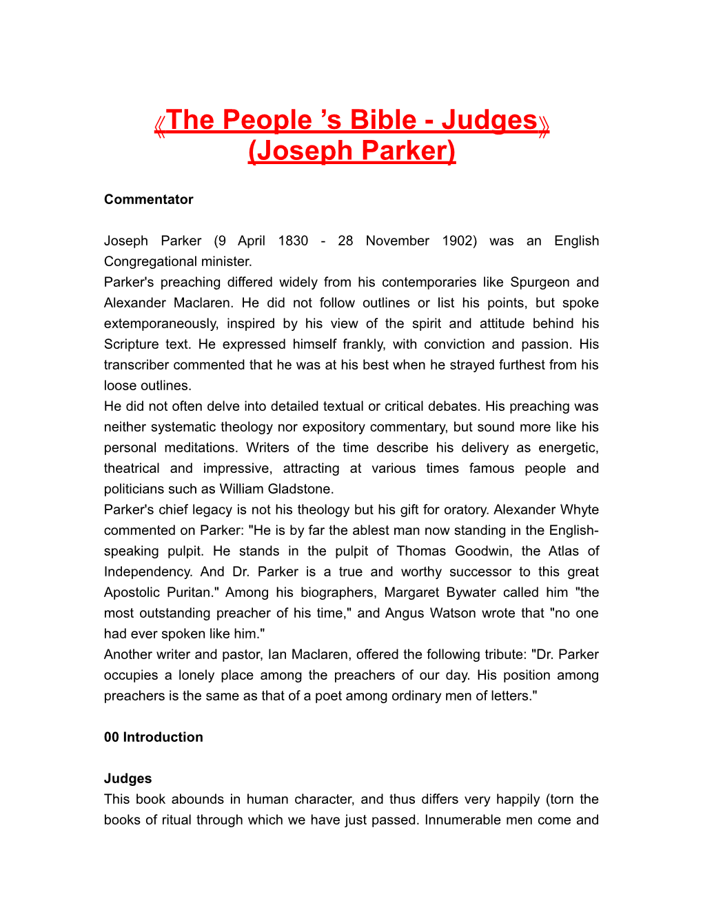 The People S Bible - Judges (Josephparker)