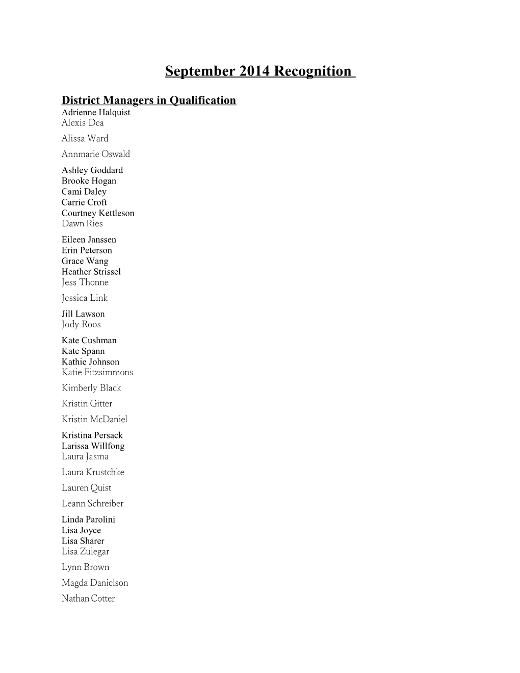 District Managers in Qualification