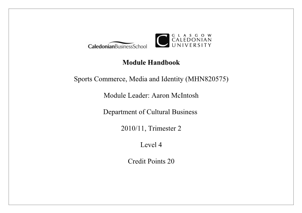 Sports Commerce, Media and Identity (MHN820575)