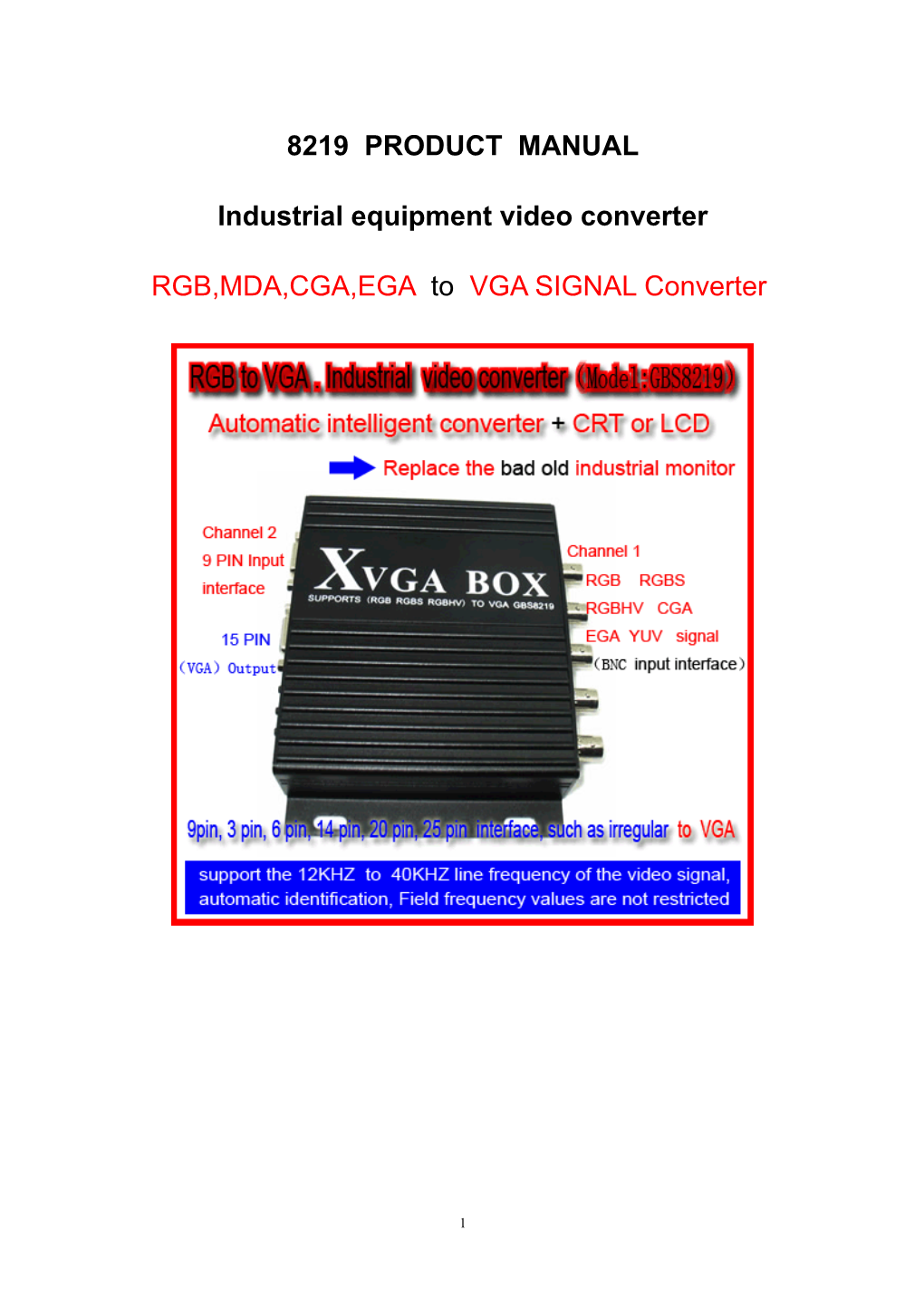 RGB,MDA,CGA,EGA to VGA Converter (New Product)