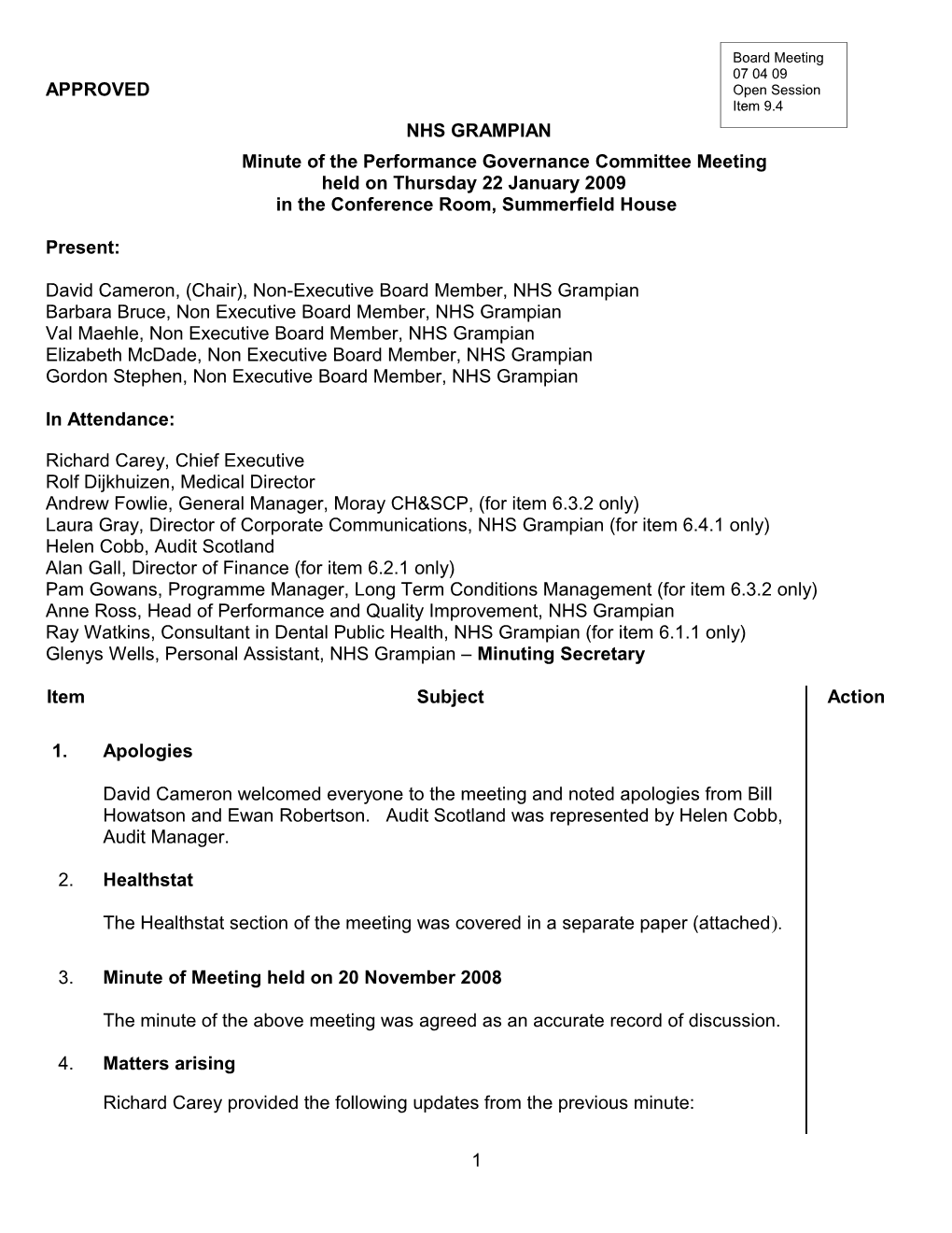 Item 9.4 Performance Governance Committee 22 01 09