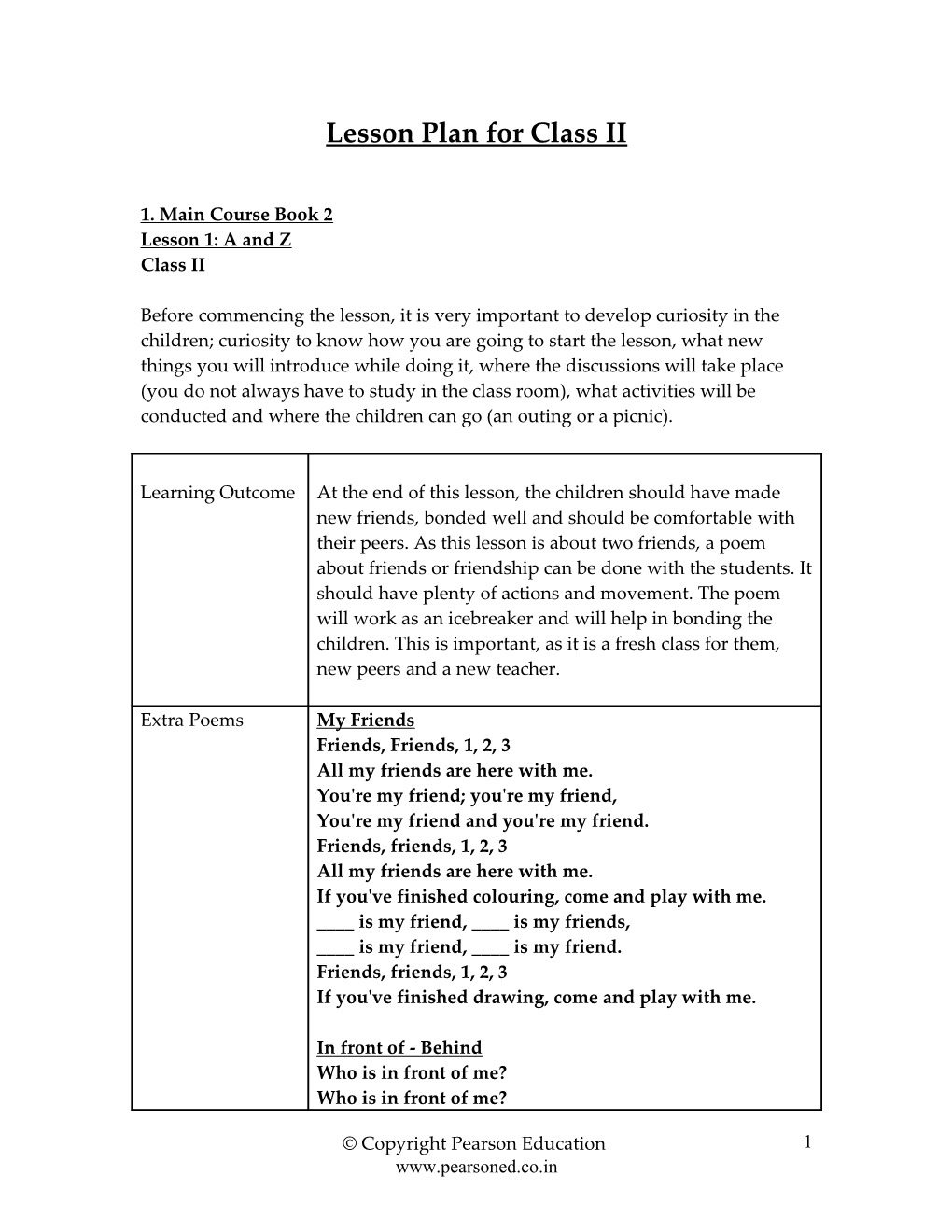 Lesson Plan for Patterns