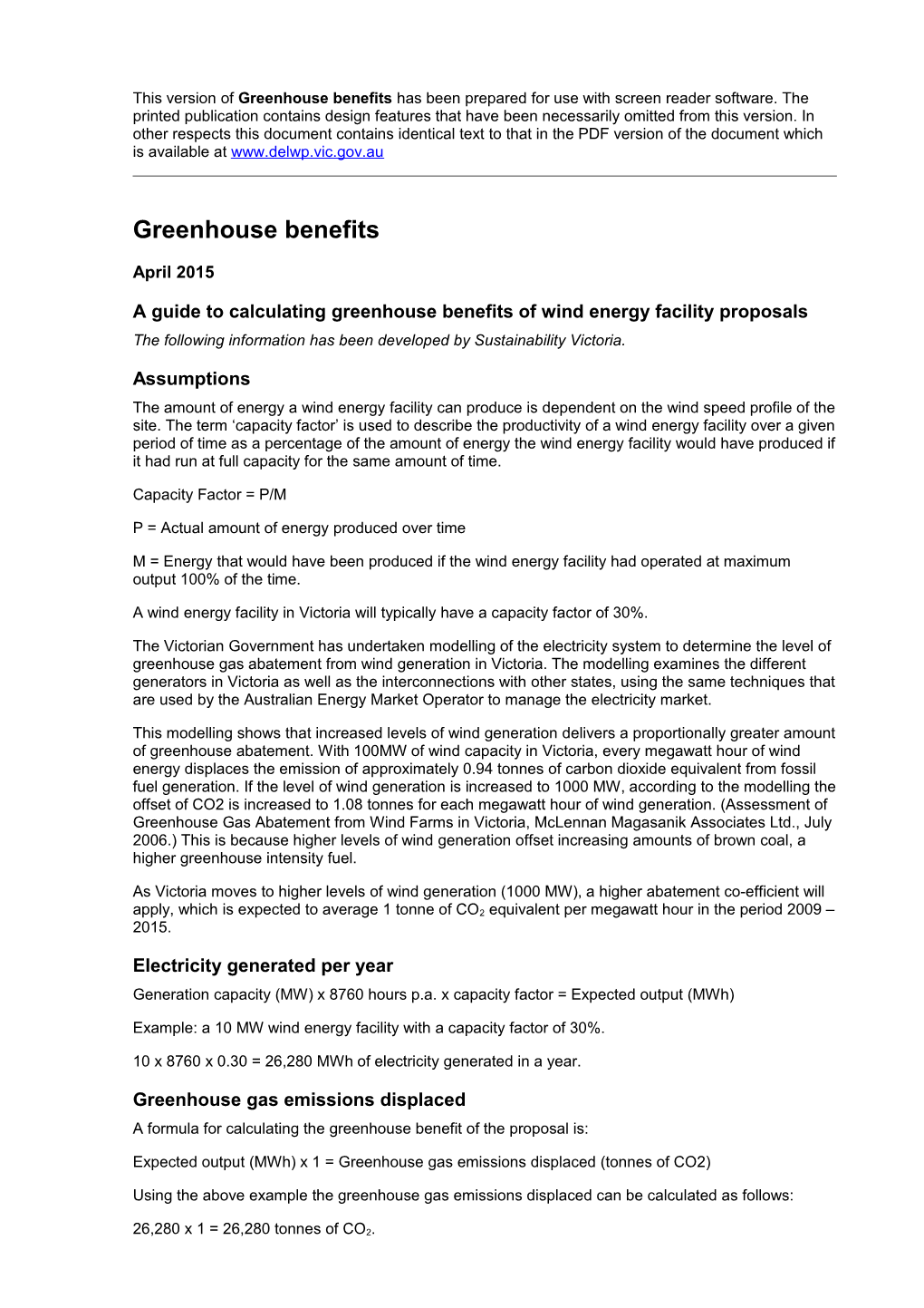 Policy and Planning Guidelines for Development of Wind Energy Facilities in Victoria