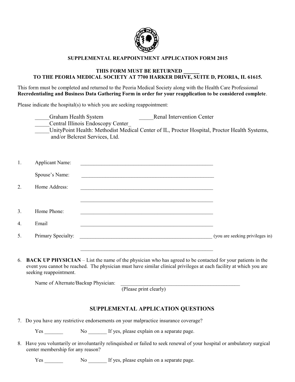 Supplemental Reappointment Application Form 2007-2008