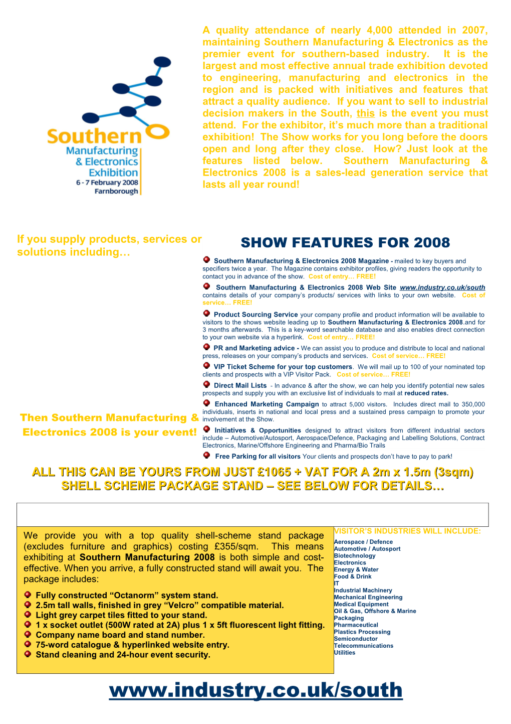 Analysis of Visitors to Southern Manufacturing & Electronics 2007