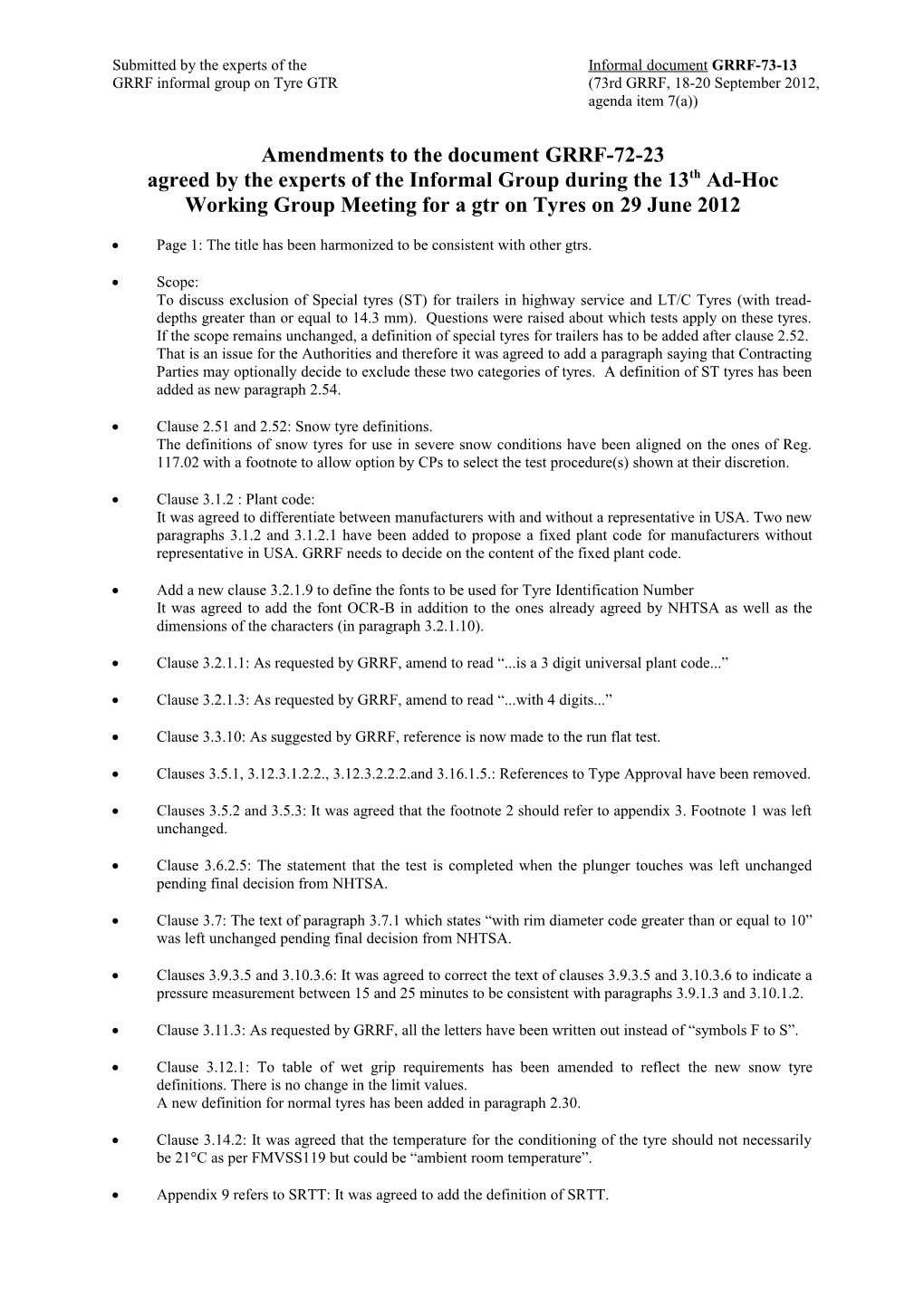 Draft Agenda for UNECE Gtr for Tyres Ad-Hoc Working Group Meeting