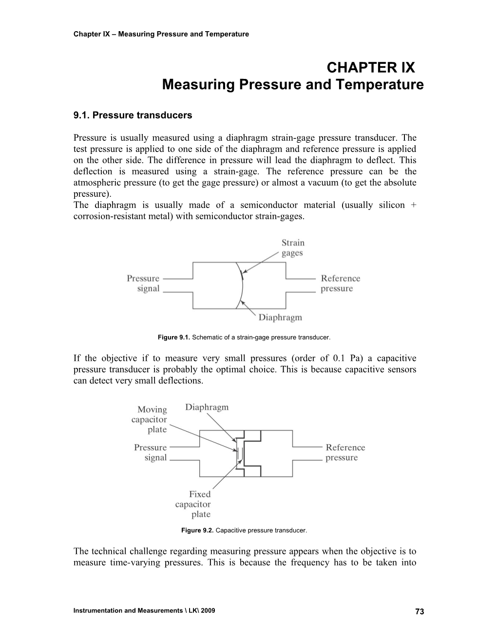 Chapter IX Measuring Pressure and Temperature