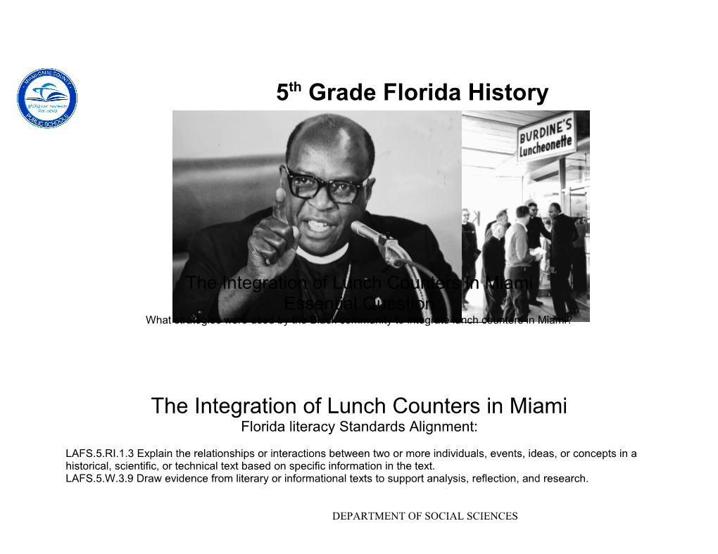 The Integration of Lunch Counters in Miami