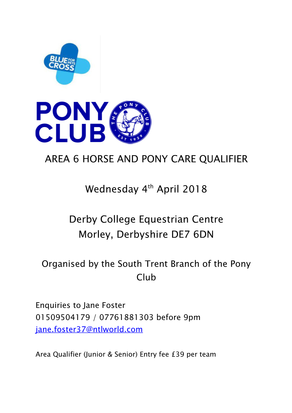 Area 6 Horse and Pony Care Qualifier
