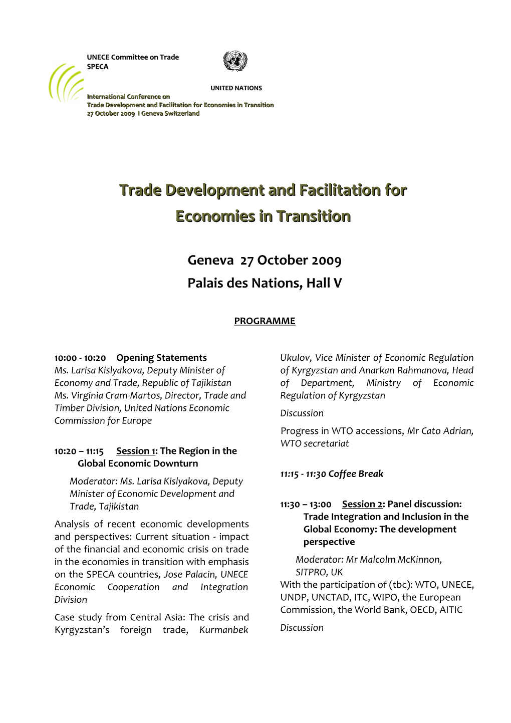 Trade Development and Facilitation For