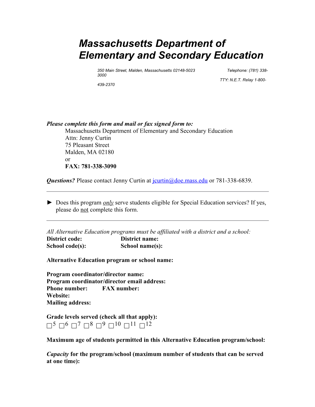 FY2016 Fund Code 790 Alternative Education State Grant: Education Pathways to Support Students