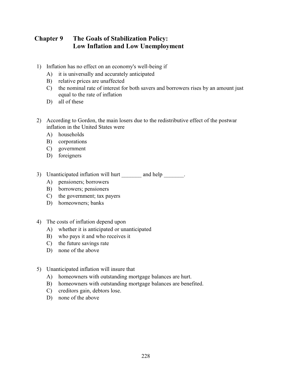 Chapter 9The Goals of Stabilization Policy: Low Inflation and Low Unemployment