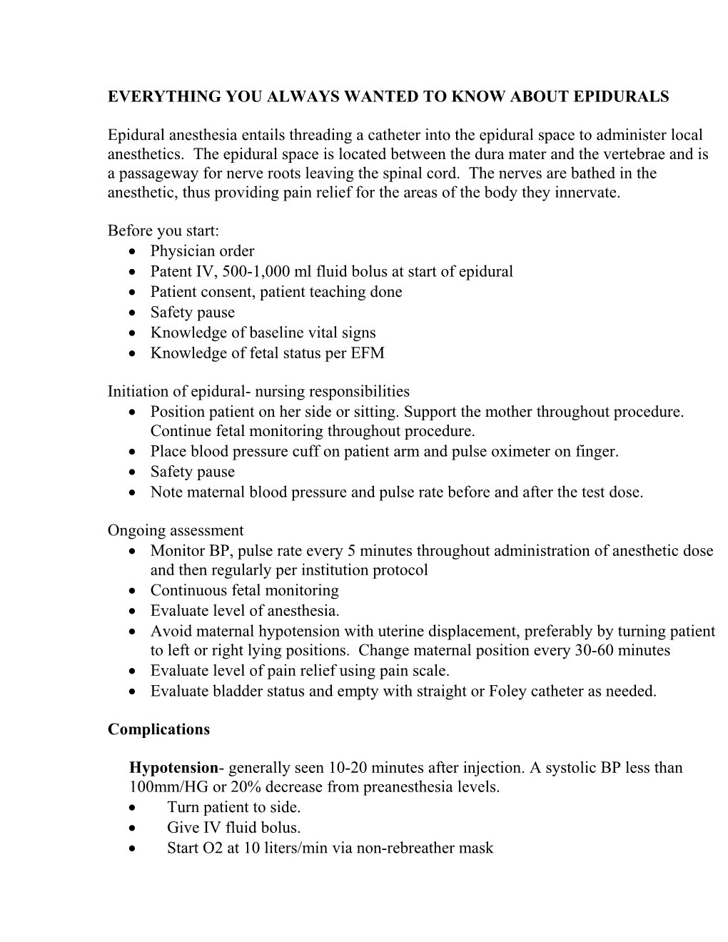 Everything You Ve Always Wanted to Know About Epidurals