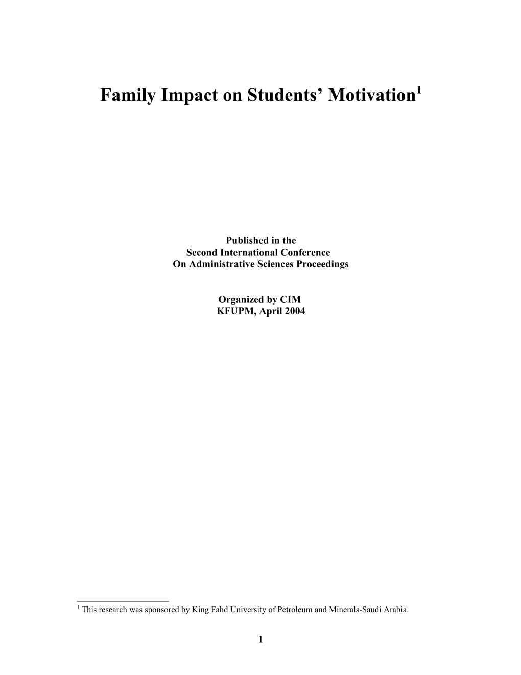 Family Impact on Students Motivation