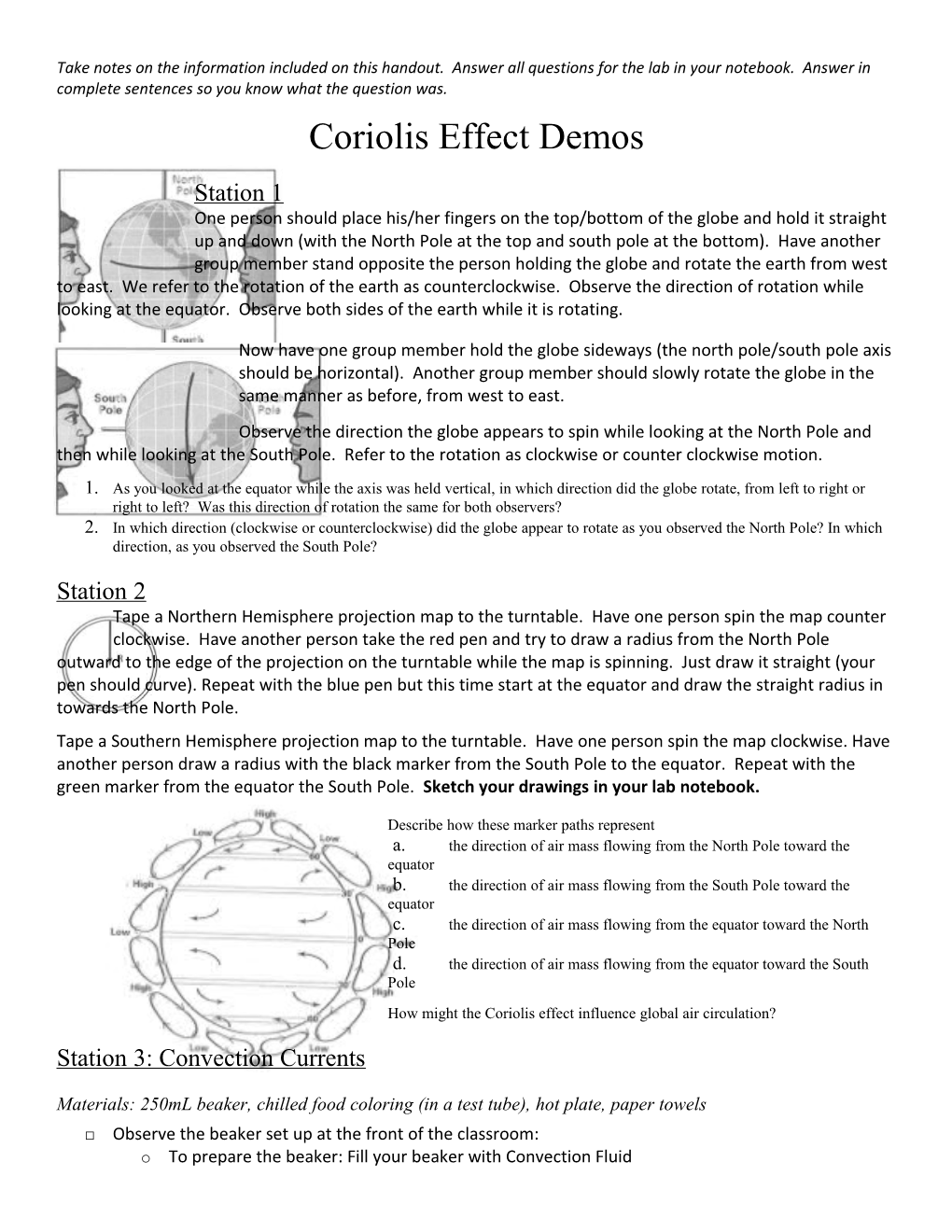 Take Notes on the Information Included on This Handout. Answer All Questions for the Lab