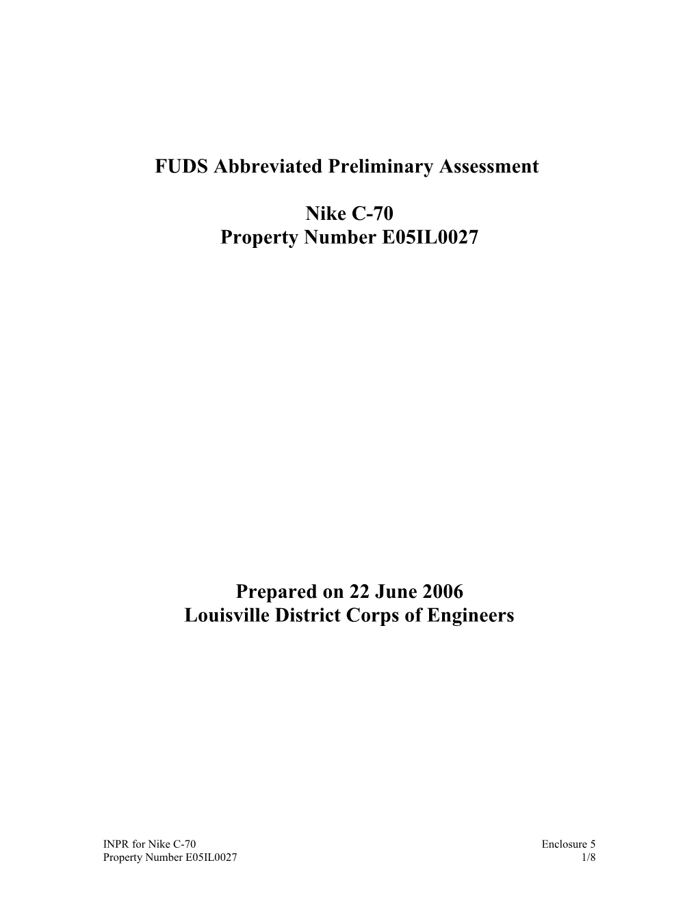 FUDS Abbreviated Preliminary Assessment Outline