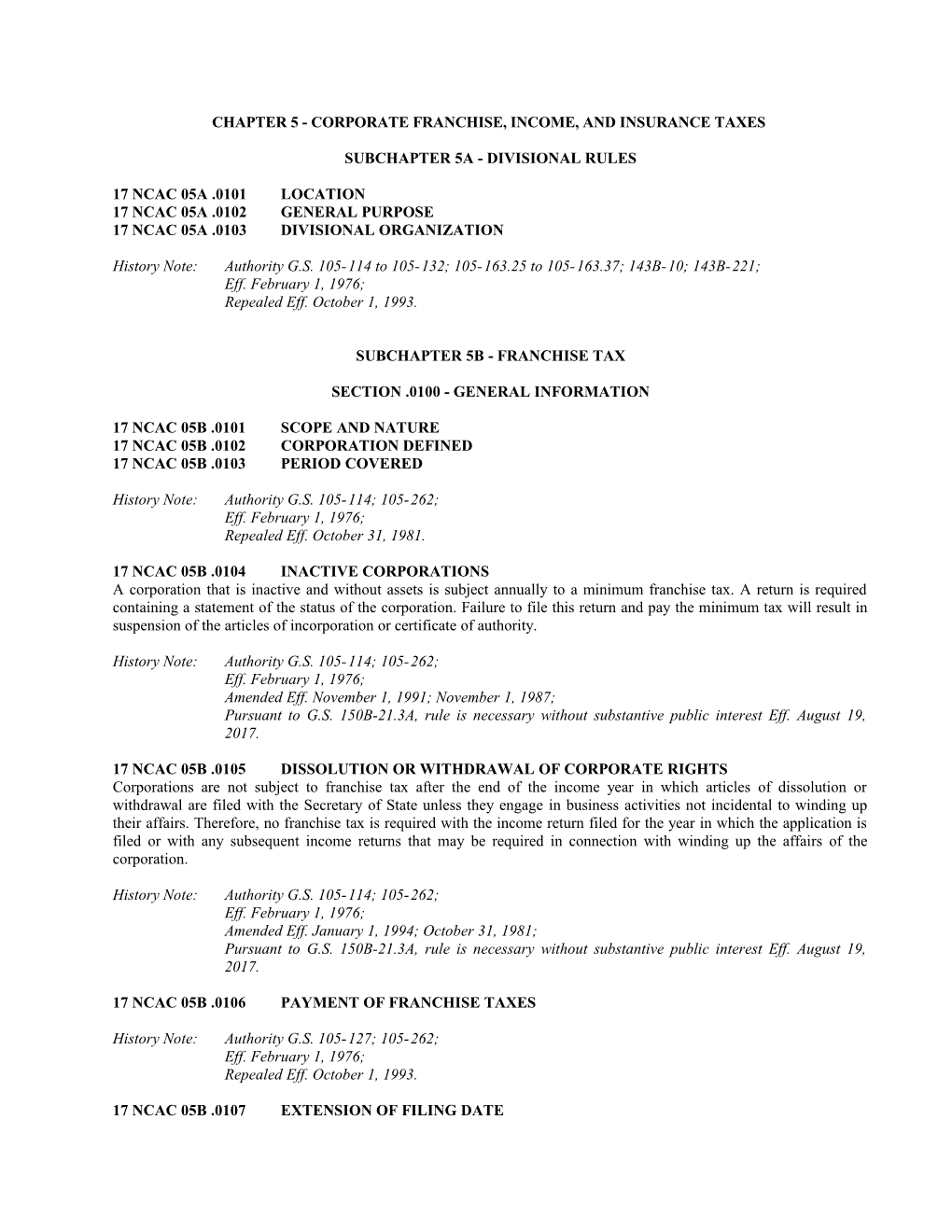 Chapter 5 Corporate Franchise, Income, and Insurance Taxes