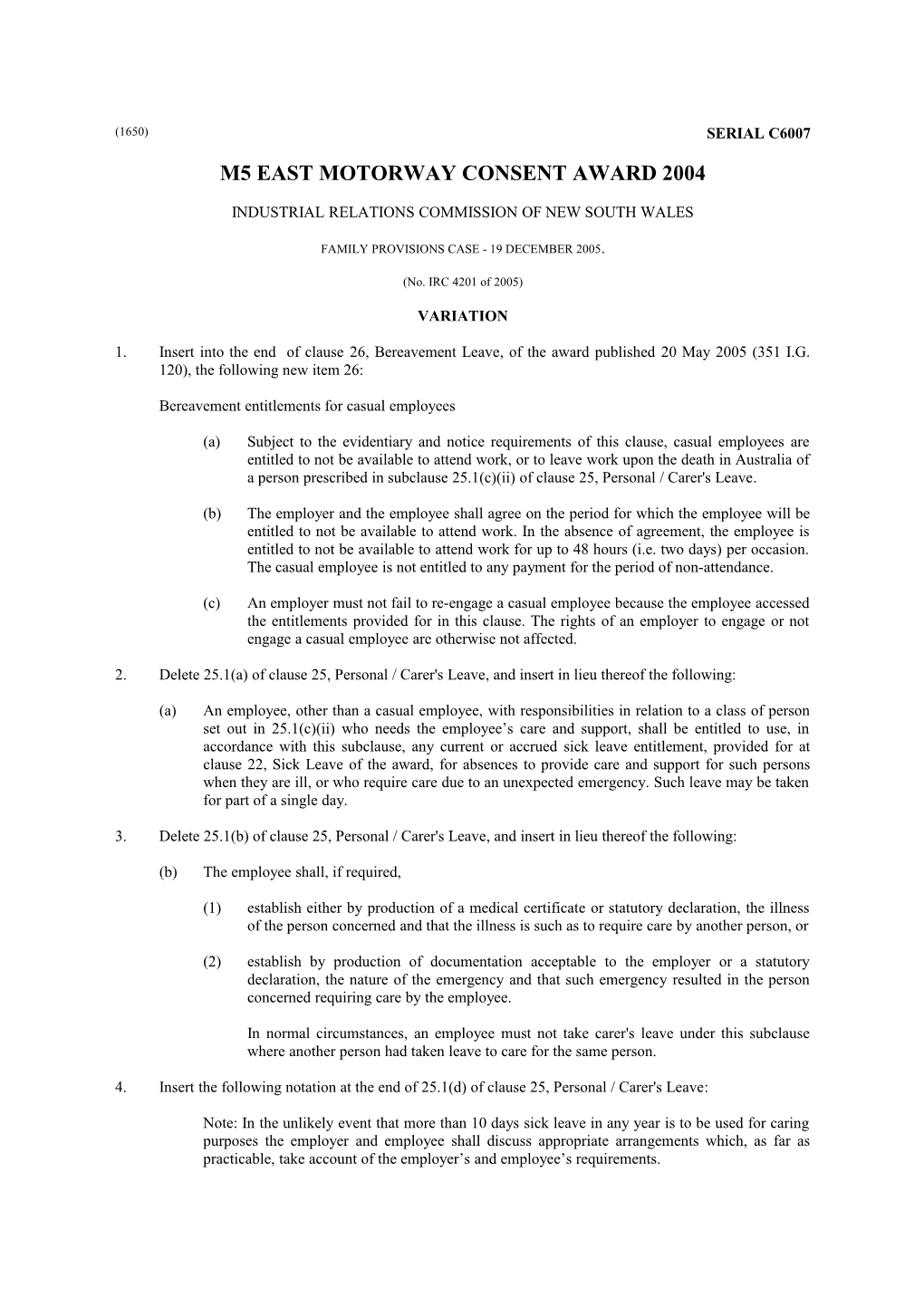 M5 East Motorway Consent Award 2004