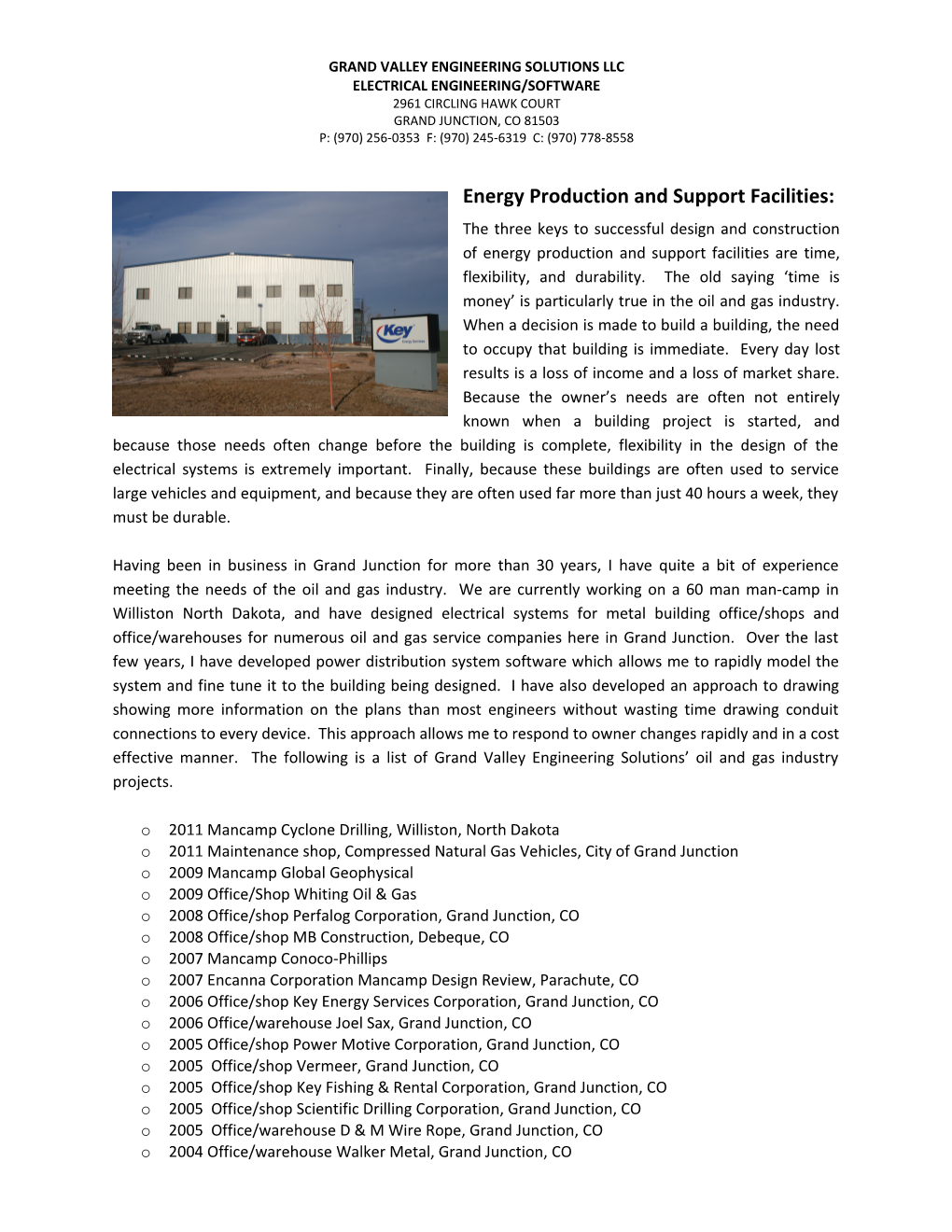 Energy Production and Support Facilities