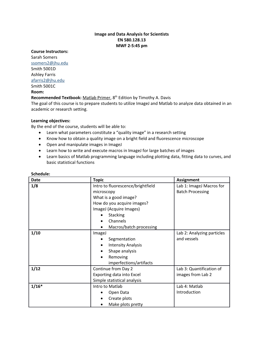 Image and Data Analysis for Scientists