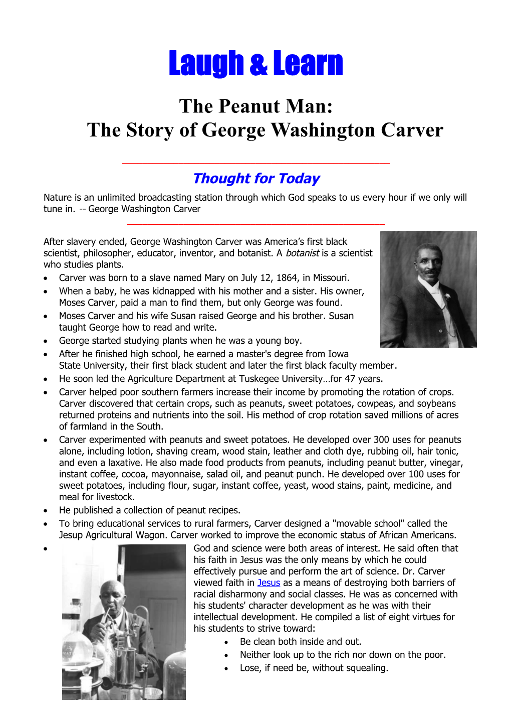 The Peanut Man:The Story of George Washington Carver