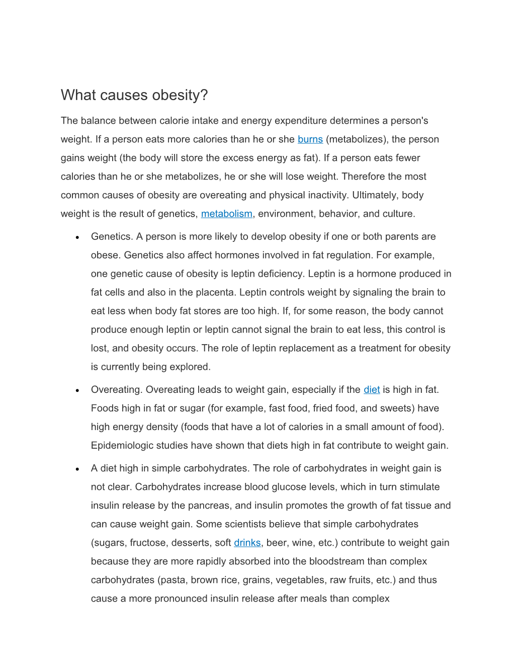 What Causes Obesity?