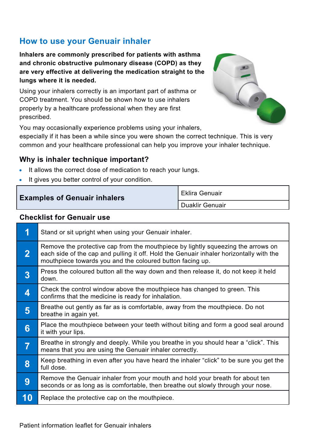 How to Use Your Genuair Inhaler