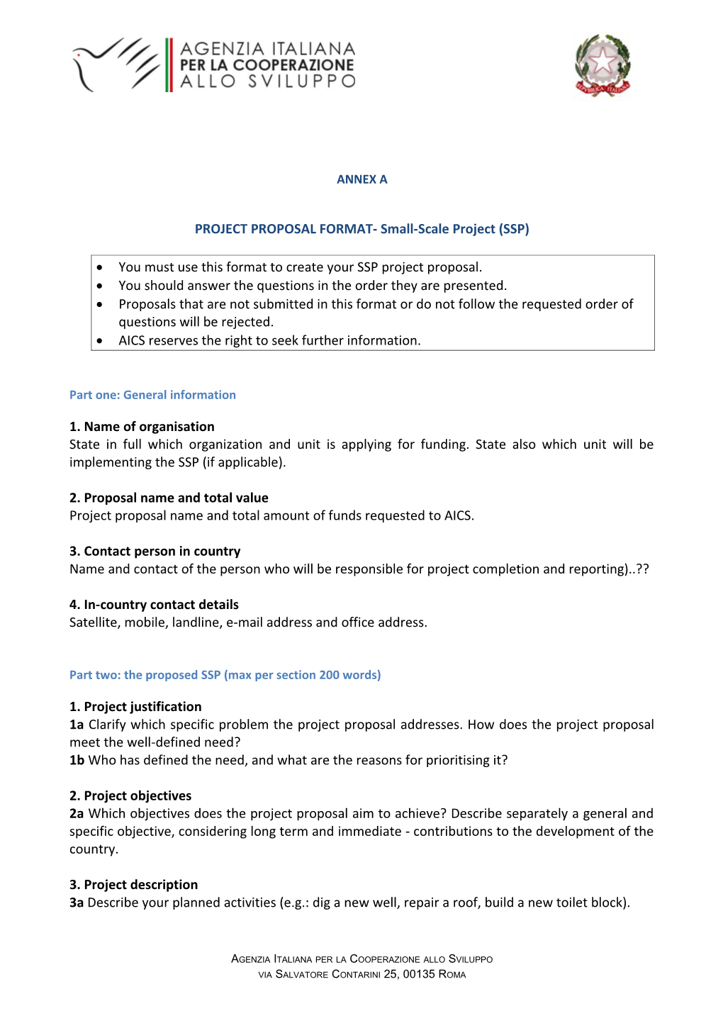 PROJECT PROPOSAL FORMAT- Small-Scale Project (SSP)