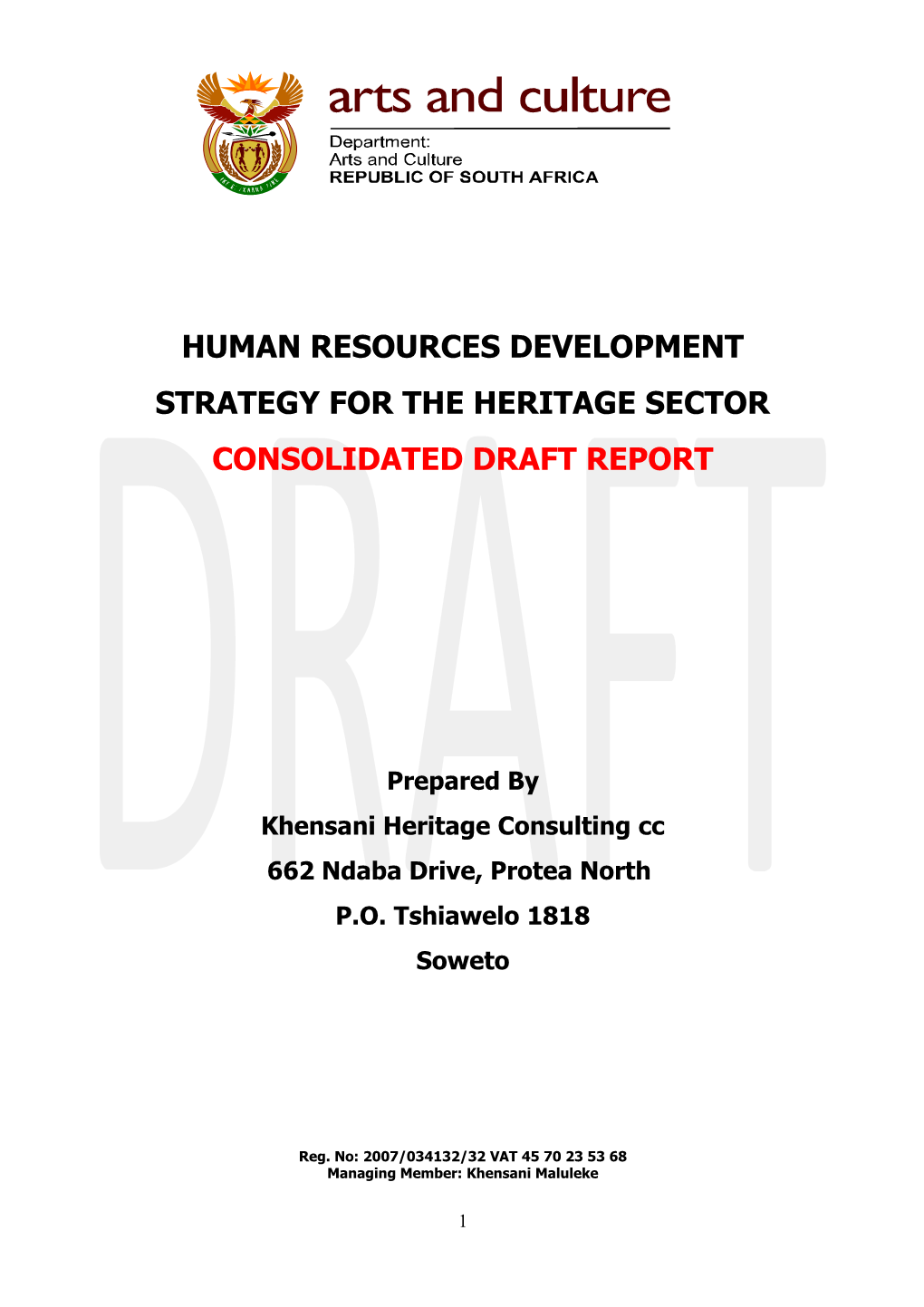 Human Resources Development Strategy for the Heritage Sectorconsolidated Draft Report
