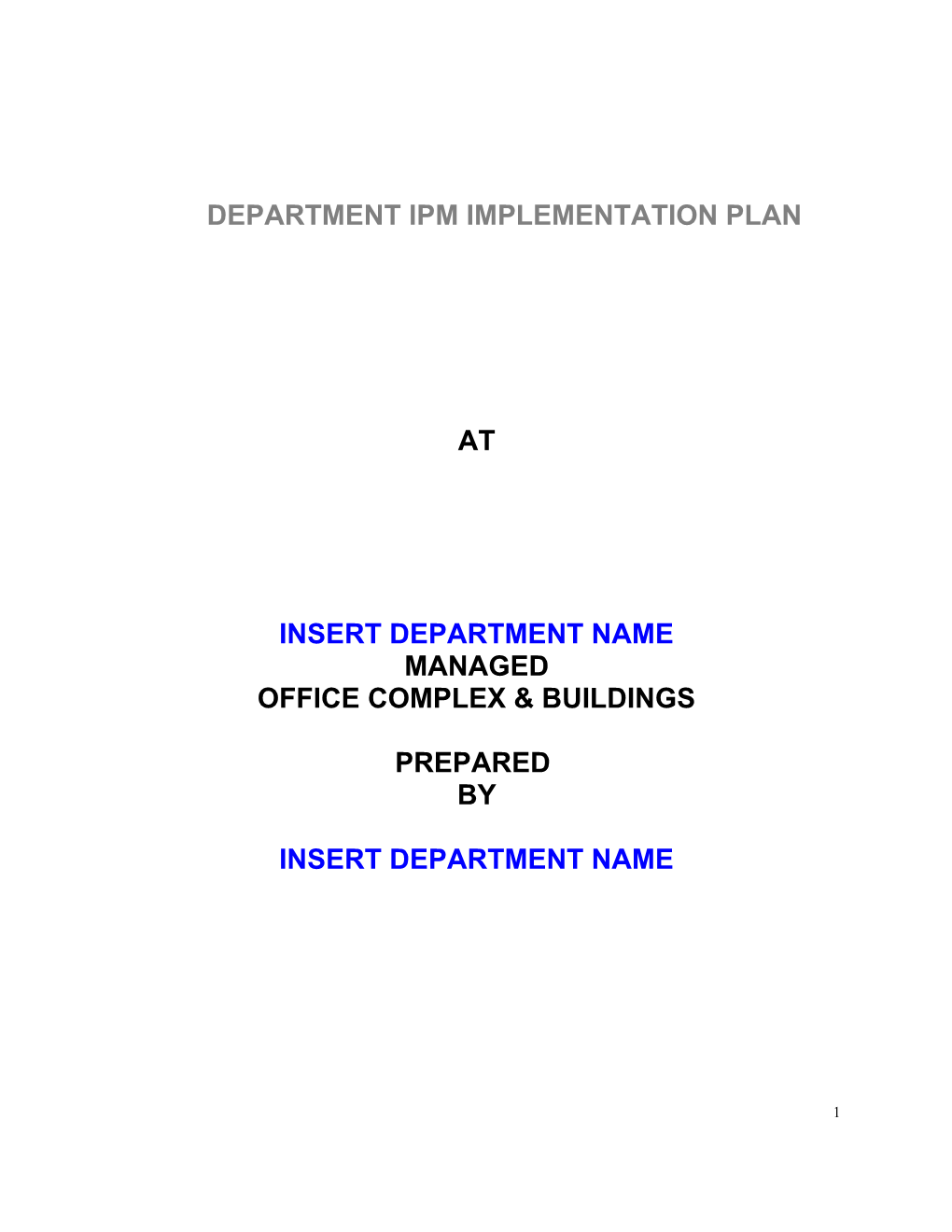Department Ipm Implementation Plan