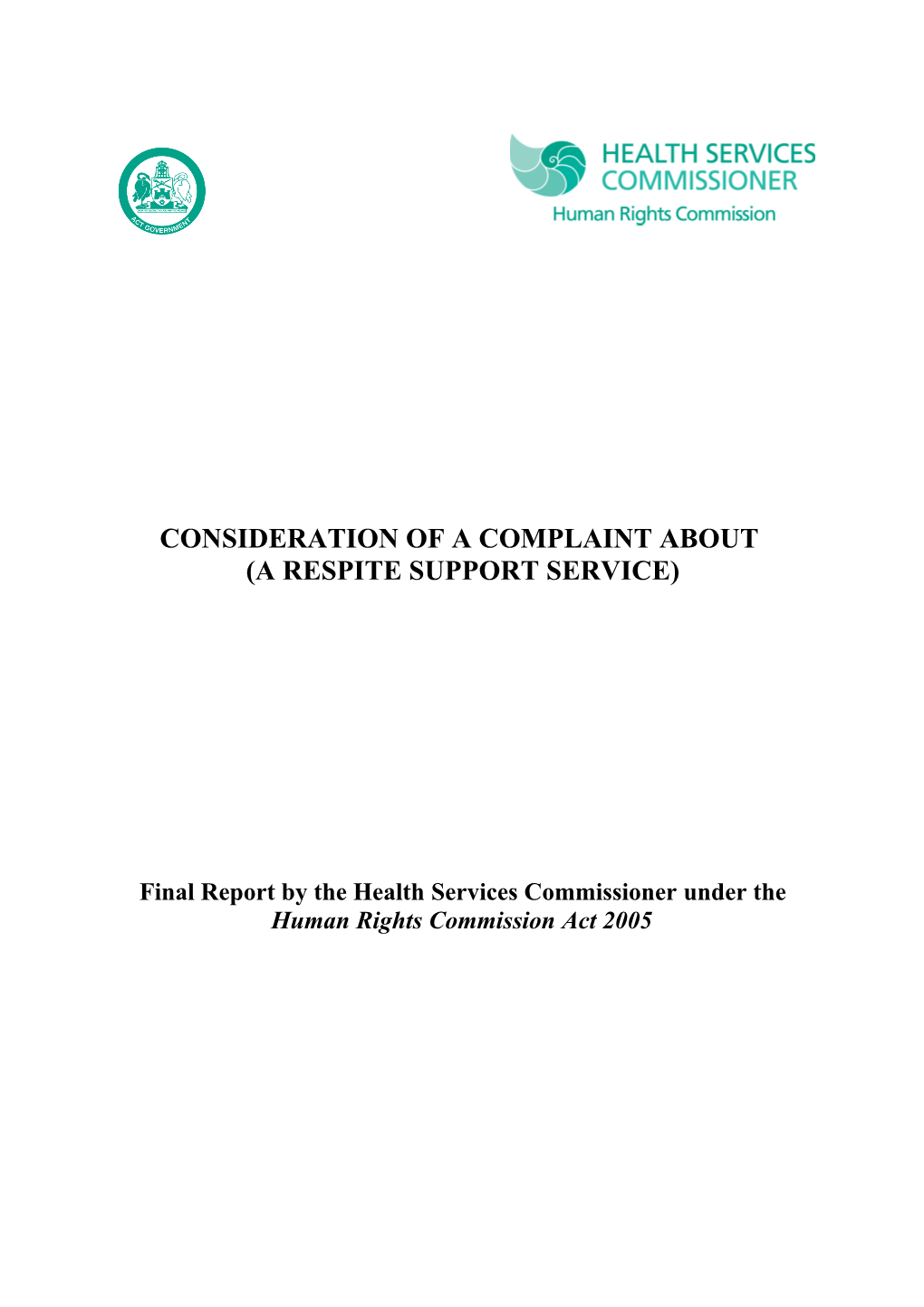 Final Reports by the Human Rights Commission