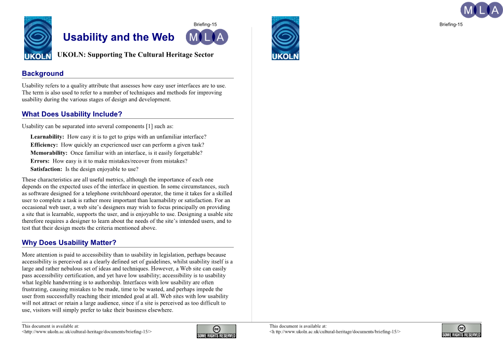 Usability and the Web