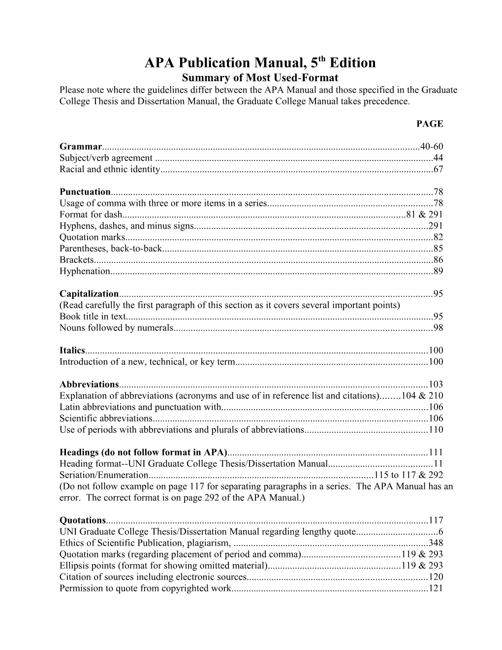 APA Publication Manual, 5Th Edition