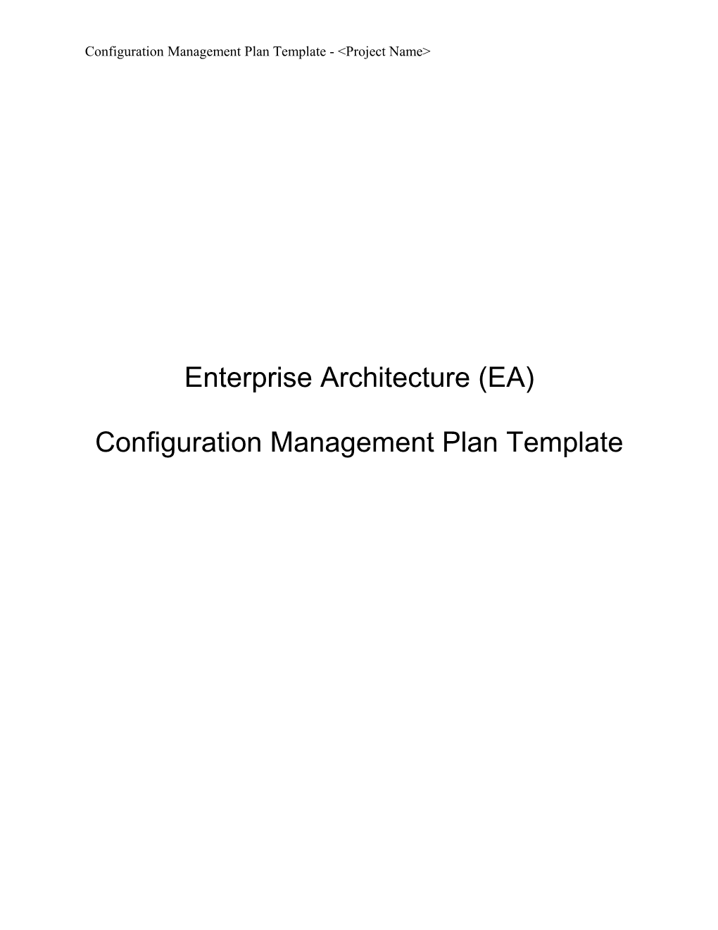 Enterprise Architecture (EA) CM Plan