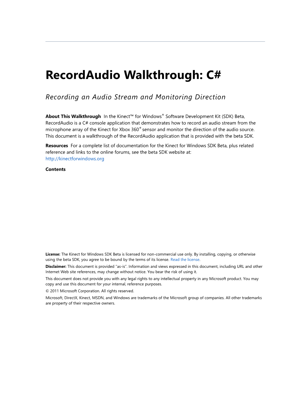 Recording an Audio Stream and Monitoring Direction