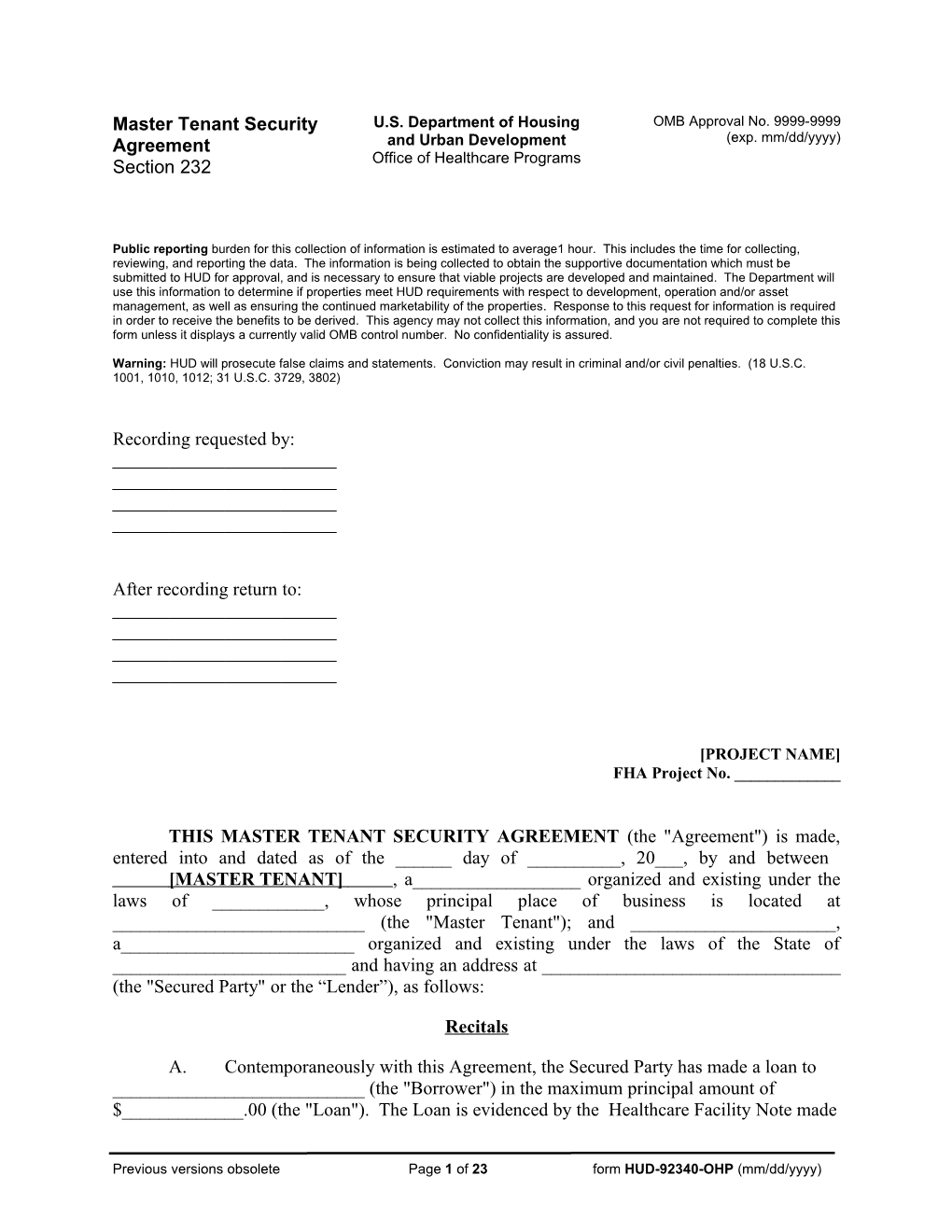 Security Agreement - Form