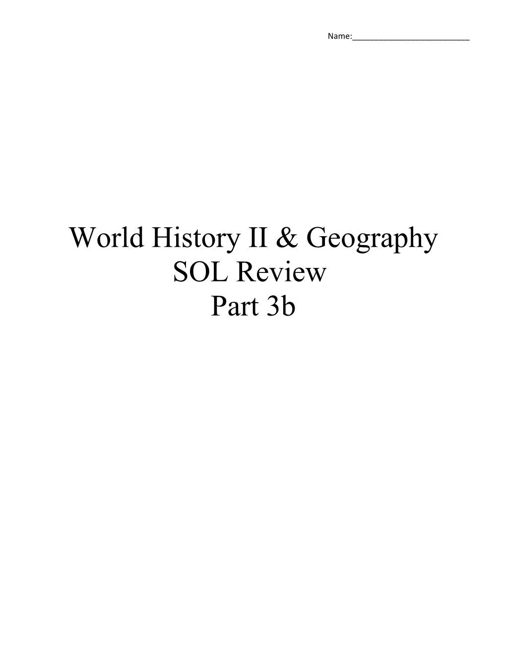 World History II & Geography