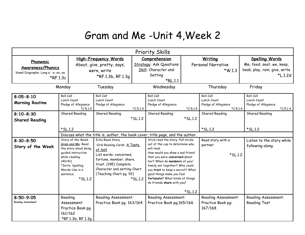 Gram and Me -Unit 4,Week 2