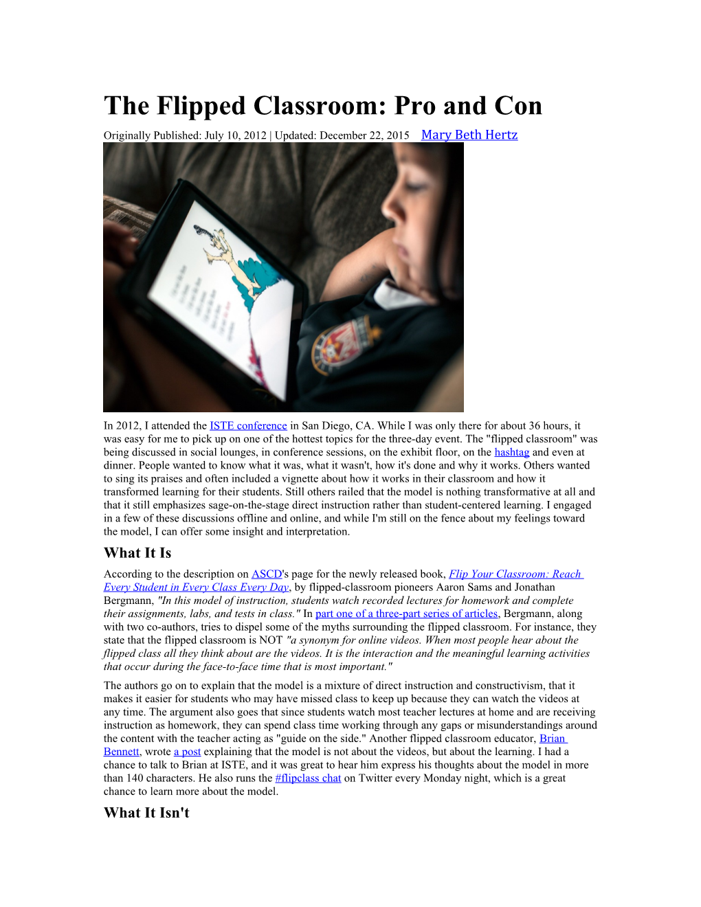 The Flipped Classroom: Pro and Con