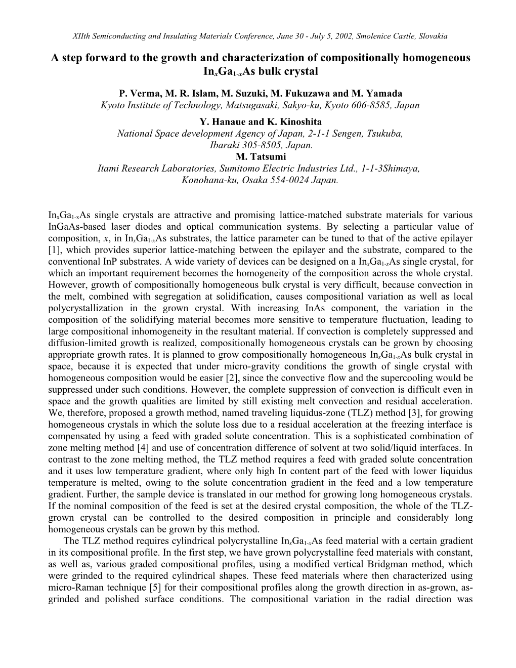 A Step Forward to the Growth and Characterization of Compositionally Homogeneous Inxga1-Xas