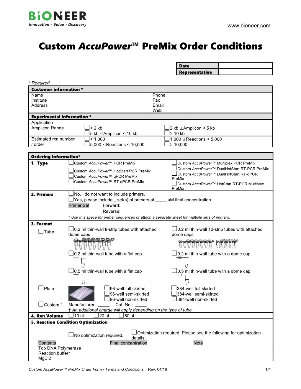 Page 1- Custom Accupower Order Conditions