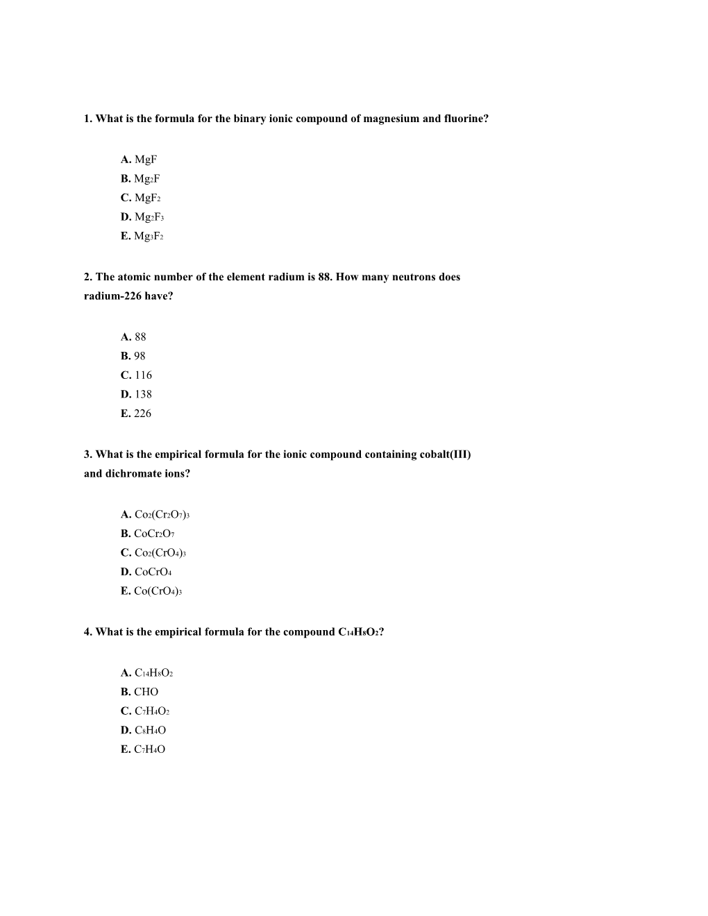 1. What Is the Formula for the Binary Ionic Compound of Magnesium and Fluorine?