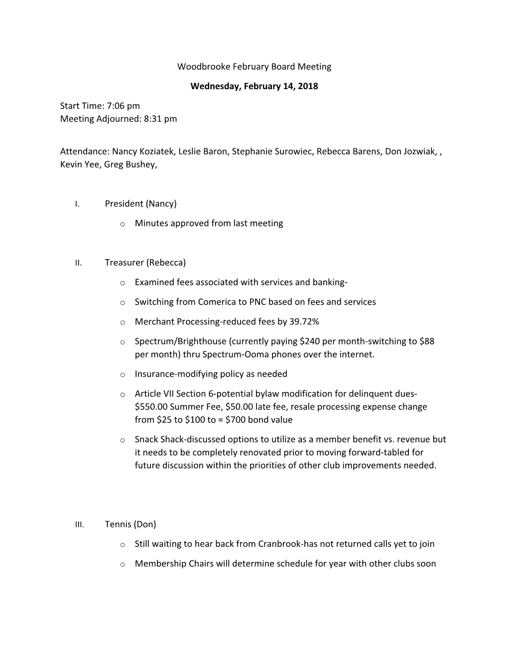 Woodbrooke February Board Meeting