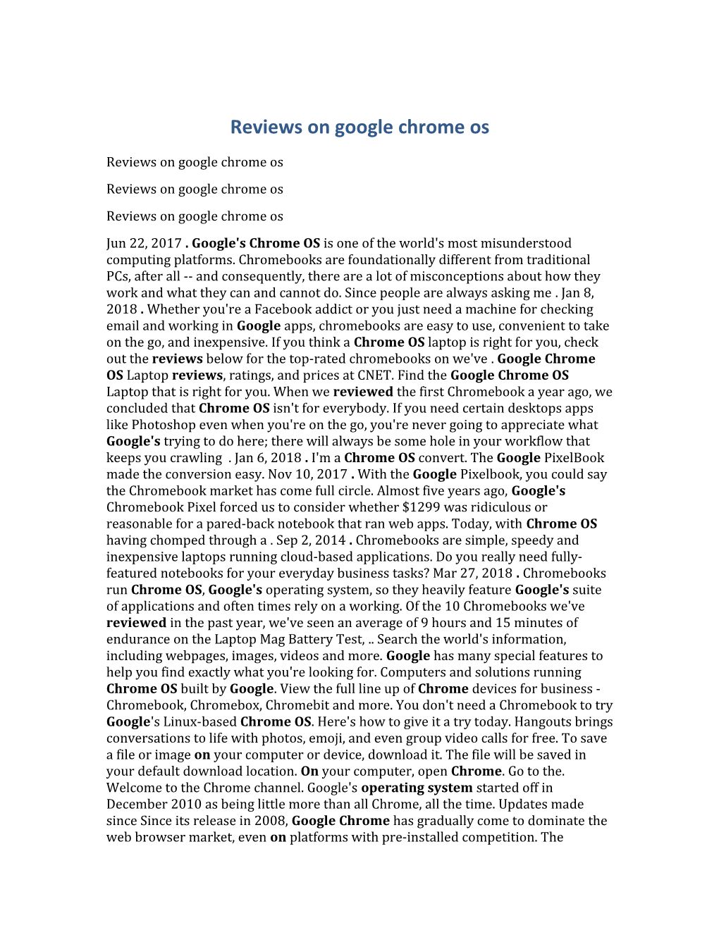 Reviews on Google Chrome Os