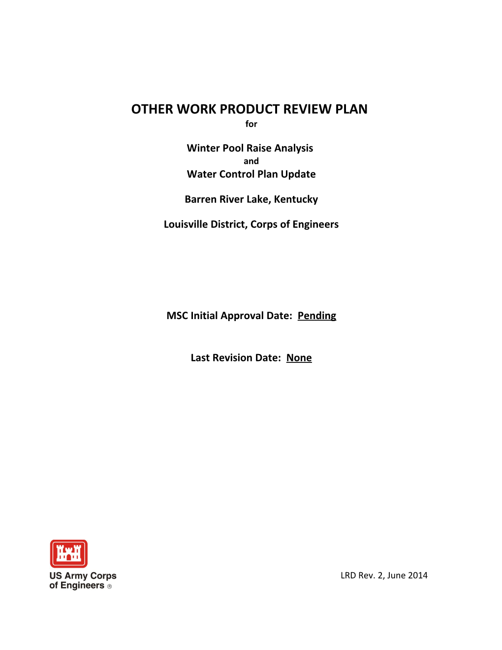 Other Work Productreview Plan