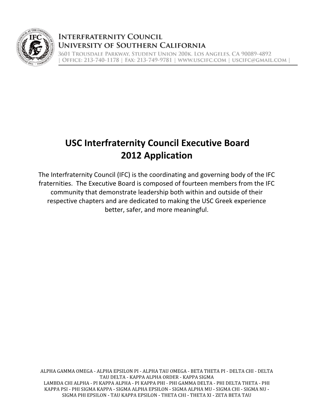 USC Interfraternity Council Executive Board